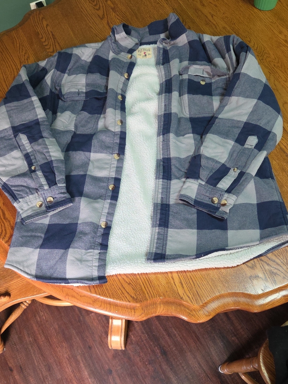 RedHead Men's Blue and Gray Plaid Button-Down Shirt